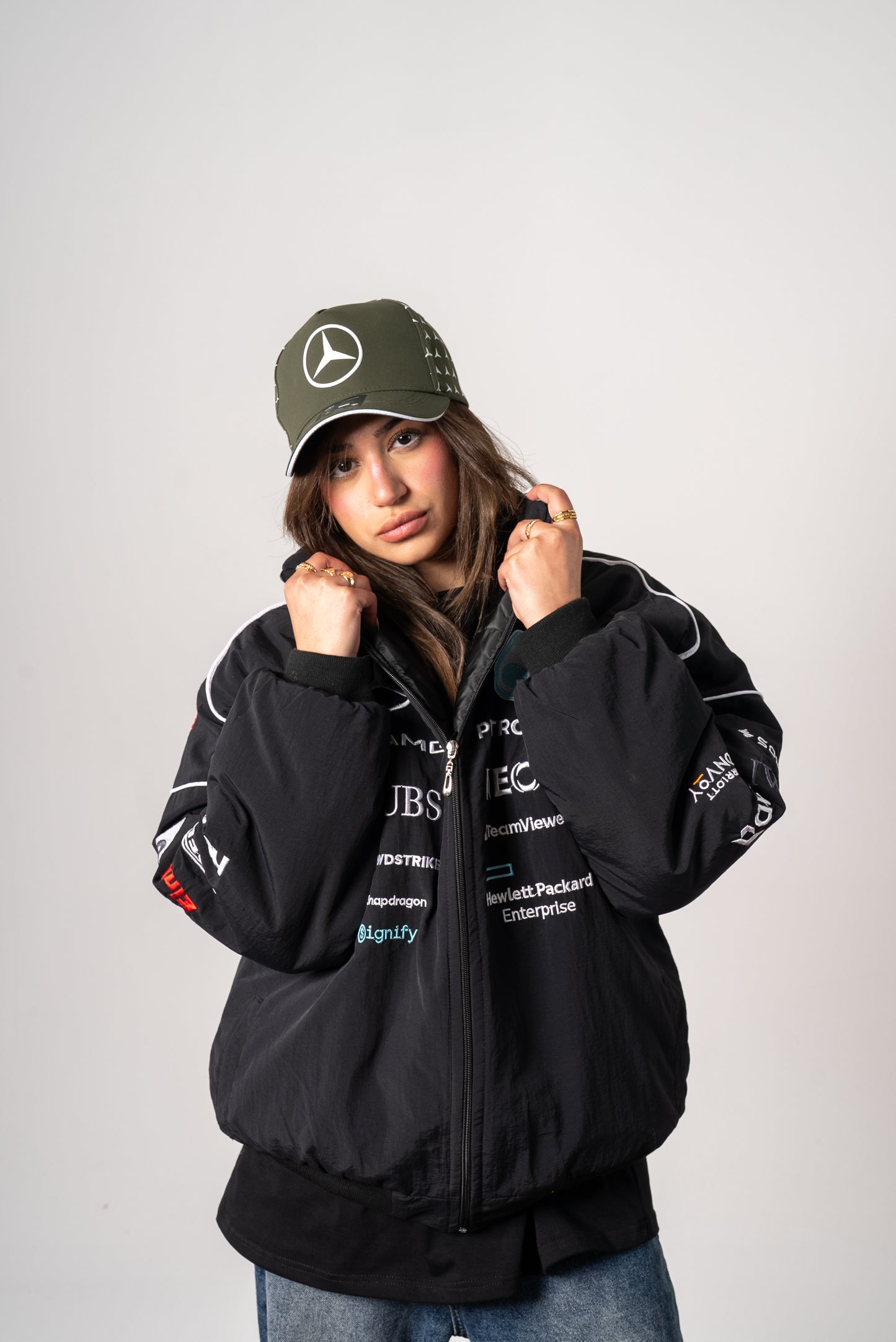 mercedes dark green petronas embroidery cap unisex