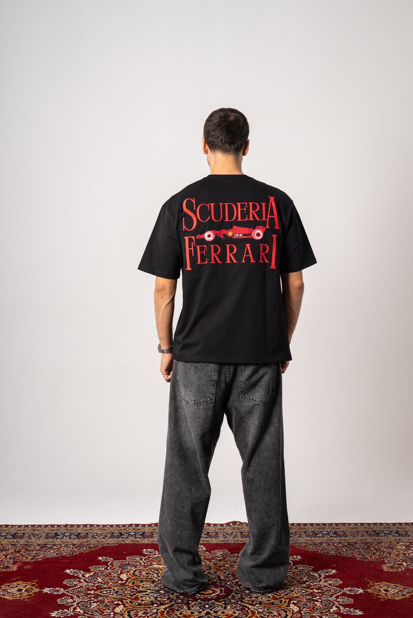 Ferrari scuderia embroidery Black tshirt oversize unisex