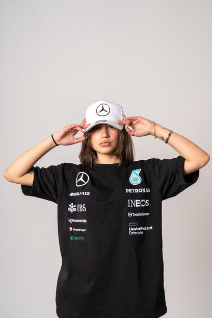 Mercedes white embroidery cap petronas unisex