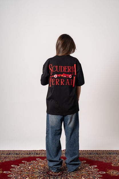 Ferrari scuderia embroidery Black tshirt oversize unisex