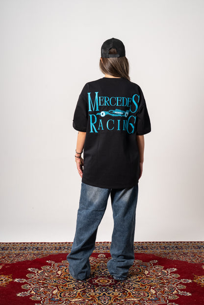Mercedes embroidery racing black oversized tshirt unisex
