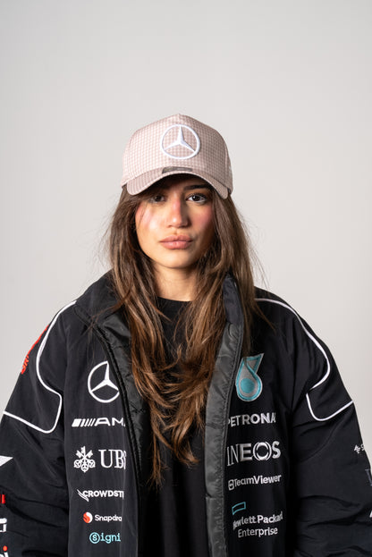 Mercedes brown striped embroidery cap unisex