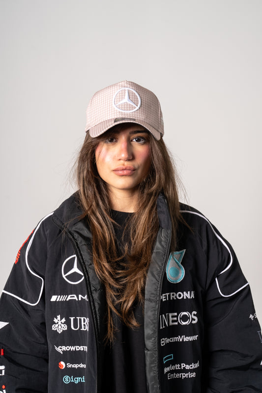 Mercedes brown striped embroidery cap unisex