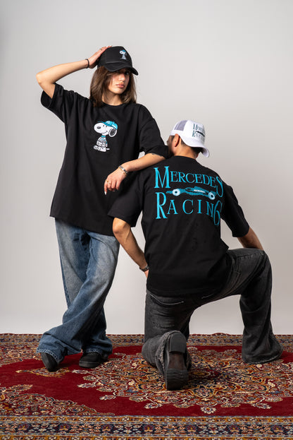 Mercedes embroidery racing black oversized tshirt unisex