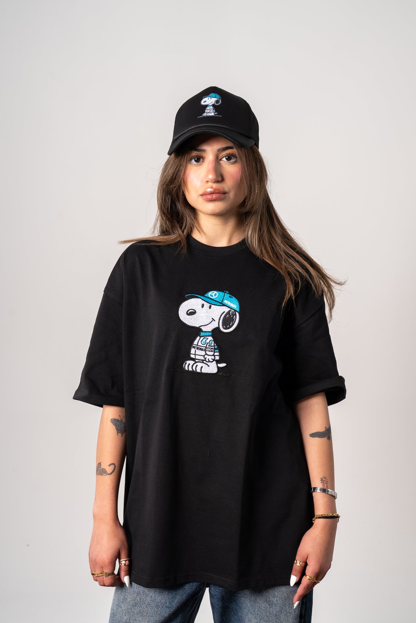 Mercedes embroidery racing black oversized tshirt unisex