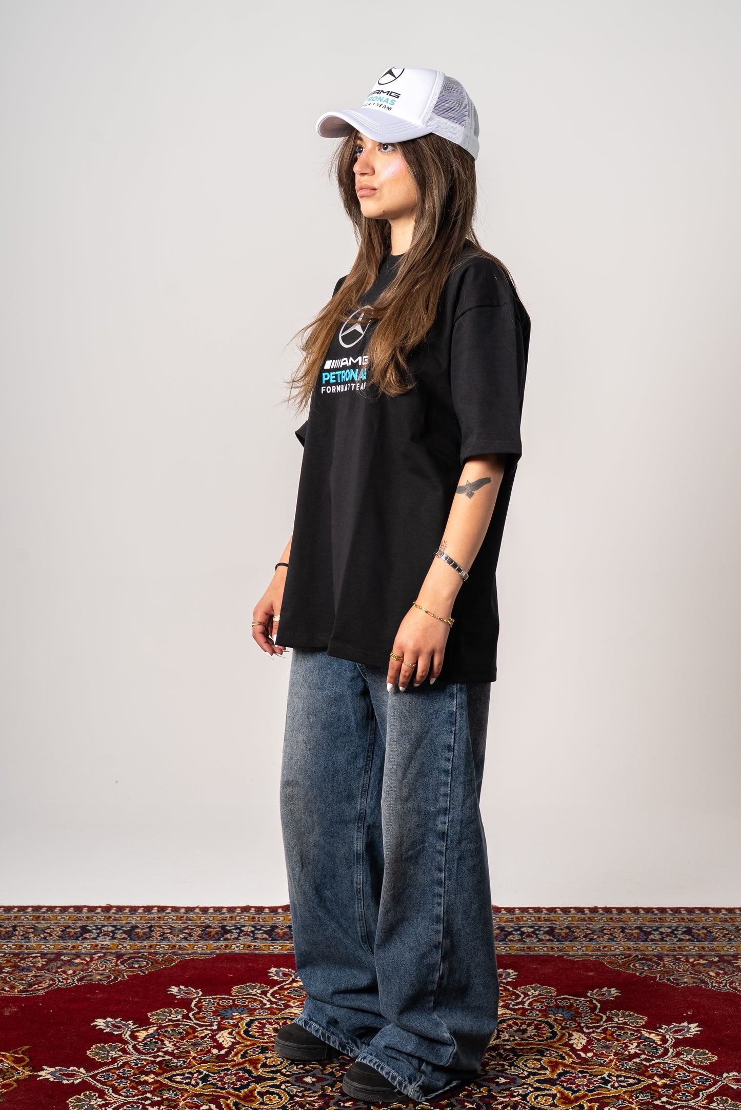 Mercedes embroidery black Petronas tshirt oversize