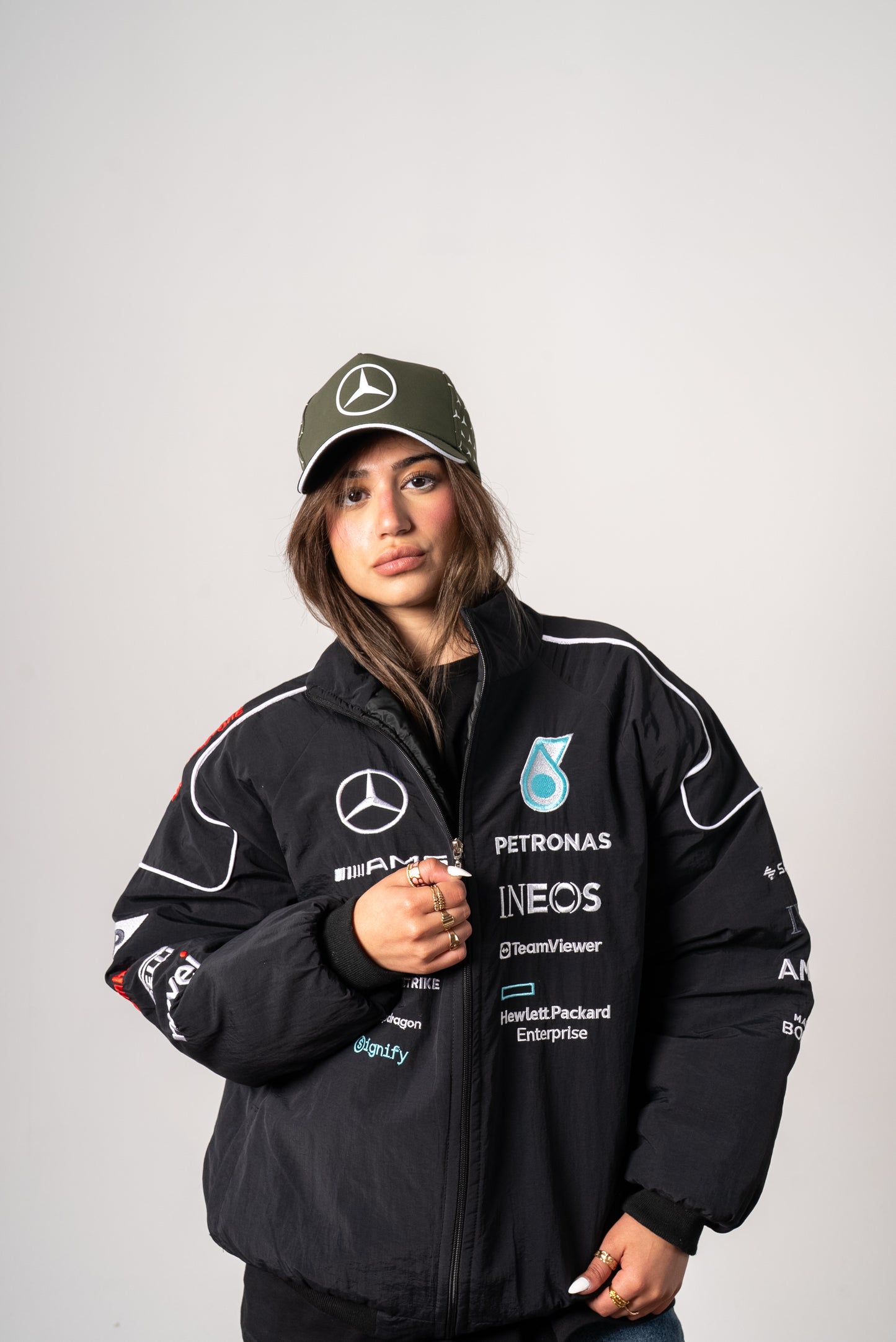 mercedes dark green petronas embroidery cap unisex