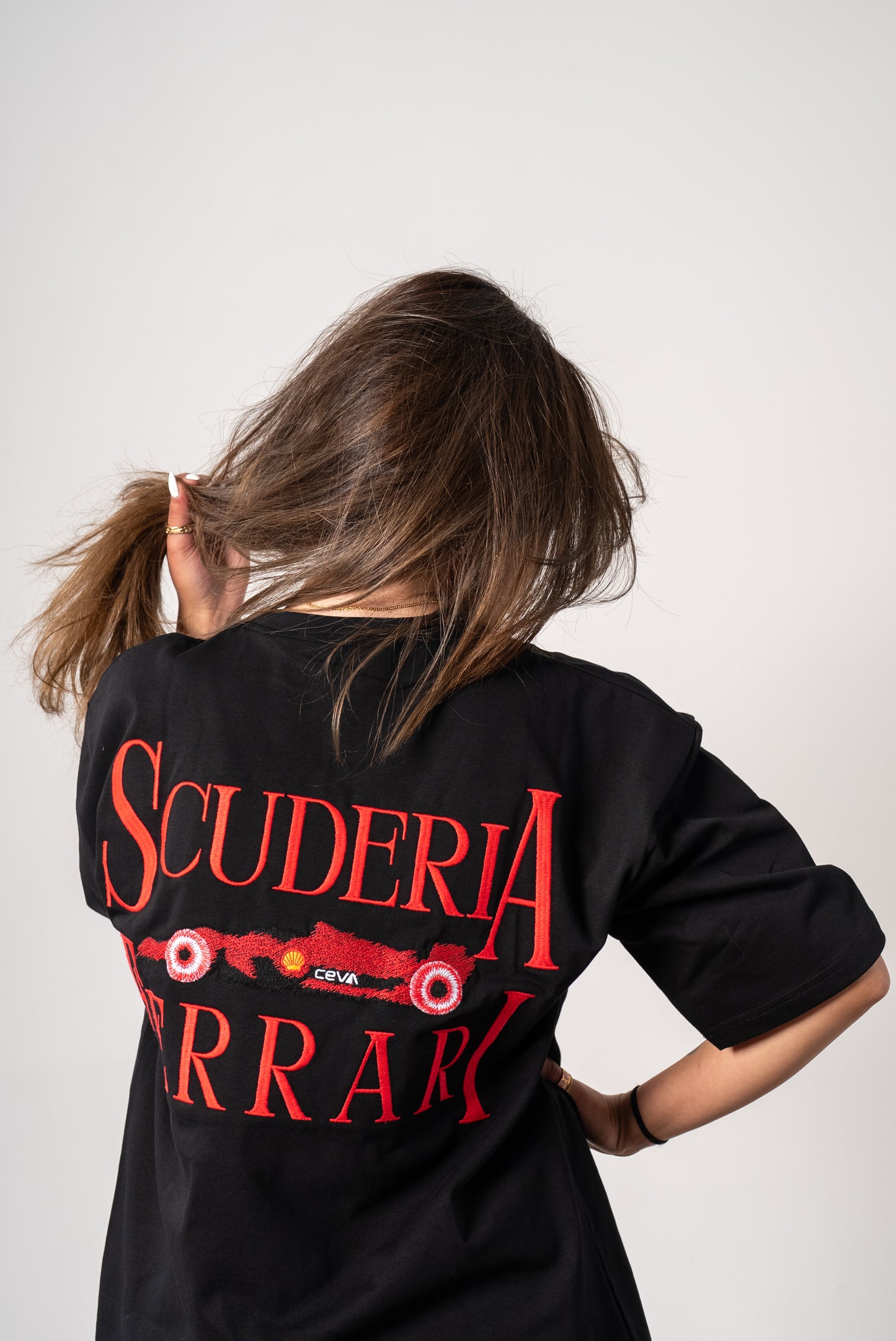 Ferrari scuderia embroidery Black tshirt oversize unisex