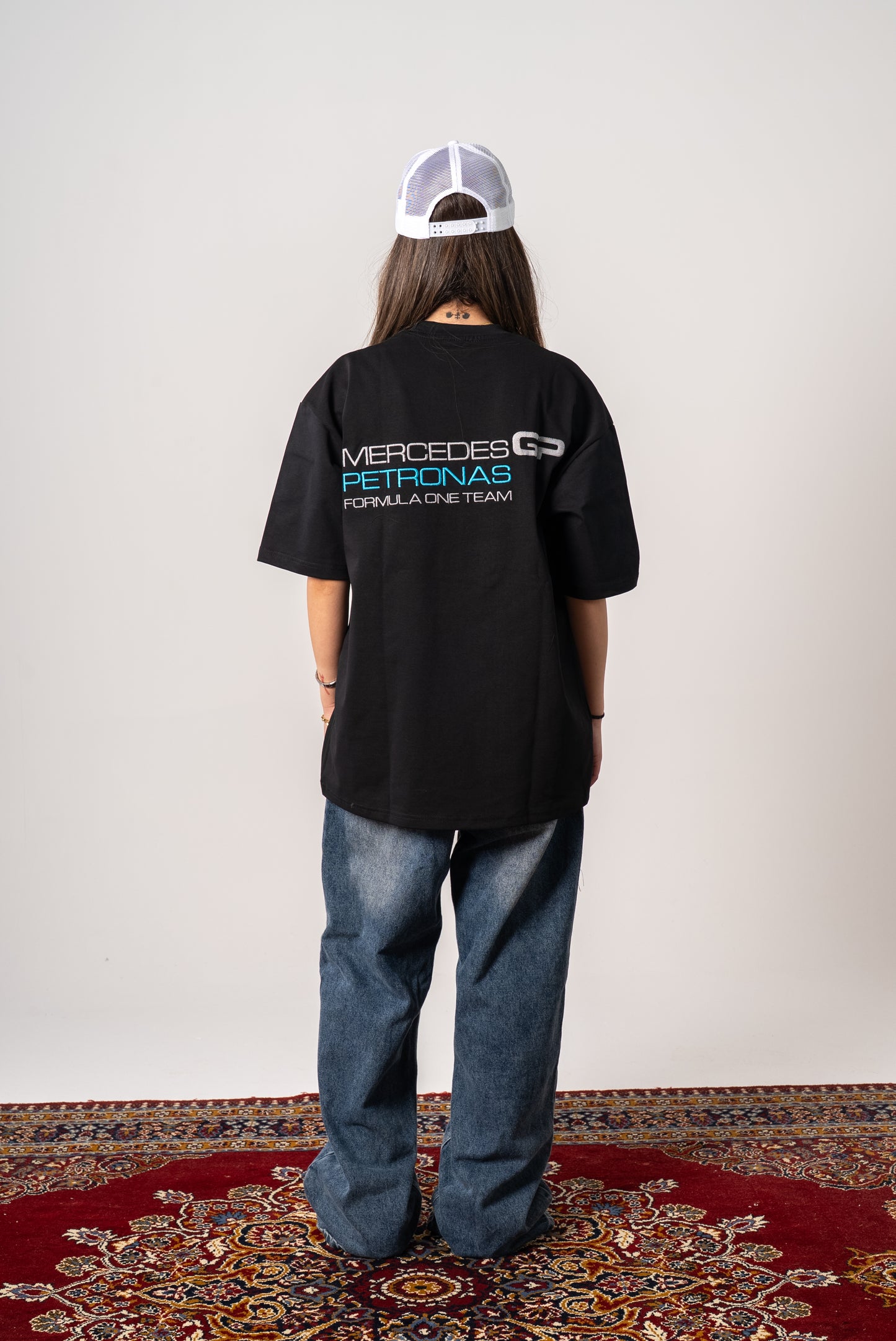 Mercedes embroidery black Petronas tshirt oversize