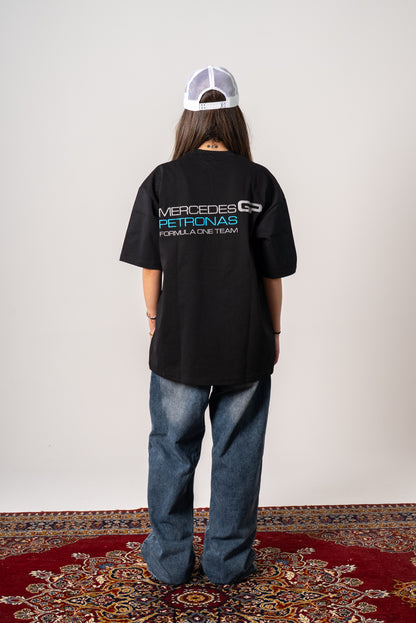 Mercedes embroidery black Petronas tshirt oversize