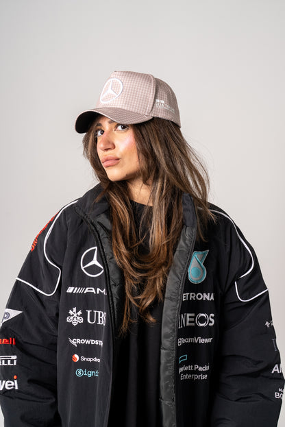 Mercedes brown striped embroidery cap unisex