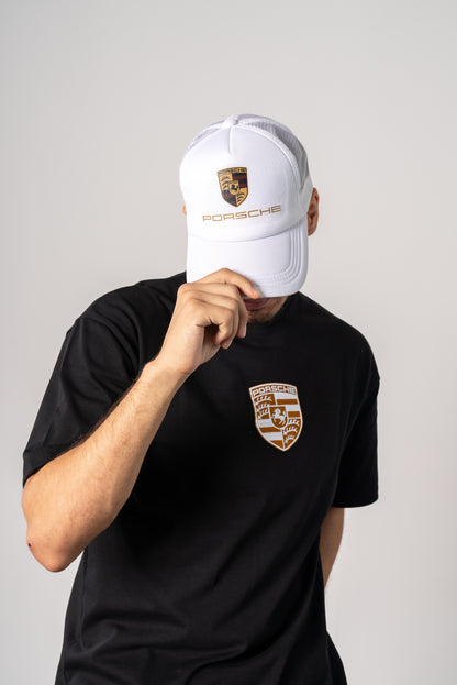 Porsche white  / black cap